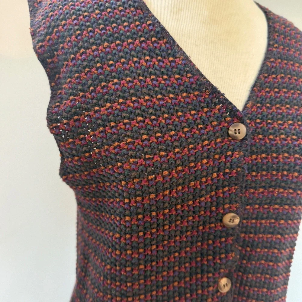 Vintage Knit Small Womens Vest 90s‎ Dark Academia Moody Professor Gothic